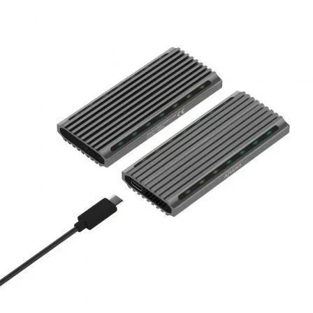Aisens Caja Externa Disco SSD M.2 ASM2-RGB011GR - Compatible SATA y NVMe, LED RGB, USB 3.2 Gen 2 Tipo-C, Diseño Gaming Aluminio, Instalación Sin Tornillos